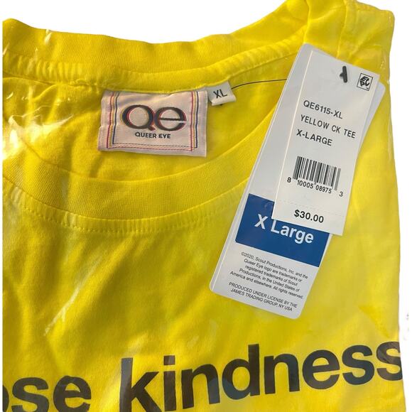 Queer Eye For The Straight Guy Graphic T-Shirt XL Yellow Choose Kindness NWT - Picture 2 of 4